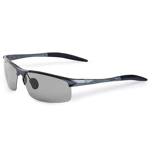 【送料無料】サングラス メンズ[偏光×調光・UV400カット] スポーツサングラス 自転車 運転 釣り ドライバ ゴルフ バイク 野球 ランニング テニス スキー 登山 超軽量 偏光サングラス レディース レザー収納ポーチ 取扱説明書付き お得な7点