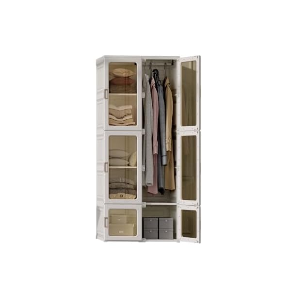 【送料無料】Mayi Box ワードローブ クローゼット 一体折りたたみ式 収納 扉付き 洋服ダンス ハンガー..