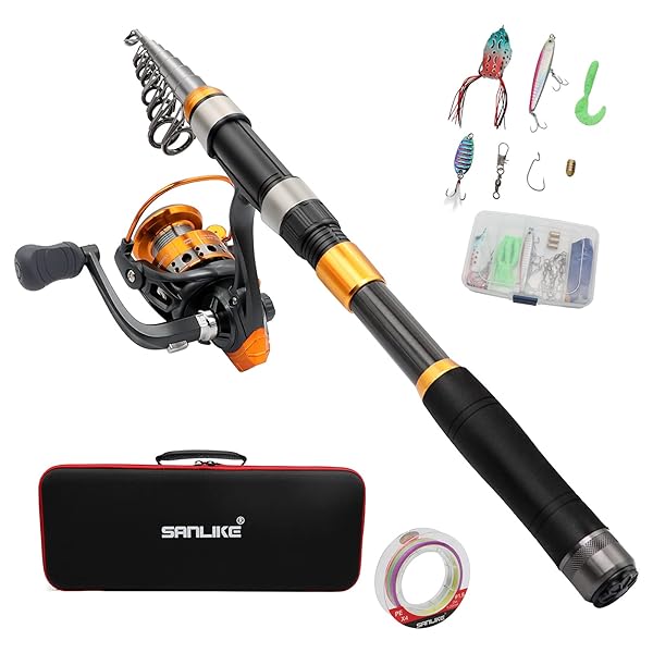 【送料無料】サンライク(SANLIKE 釣り竿セット 釣り竿 投げ竿 ロッドセット スピニングリール付き 釣り餌 釣り糸付 収納バッグ付き 釣りロッド 伸縮 カ...