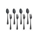 【送料無料】デザートフォーク スプーンセット ケーキフォーク ティースプーン 8本 18-0ステンレス つや消し サテン仕上げ 食洗器使用可 4色選択可能 ブラ...