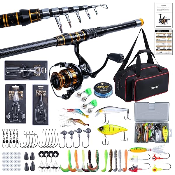 【送料無料】釣りセット 金色円環海竿 投げ竿 2.4m 12 点仕様 ルアー・仕掛け・小物一式完備 初心者から上級者まで対応 超軽量高強度 防水収納バッグ付 日...