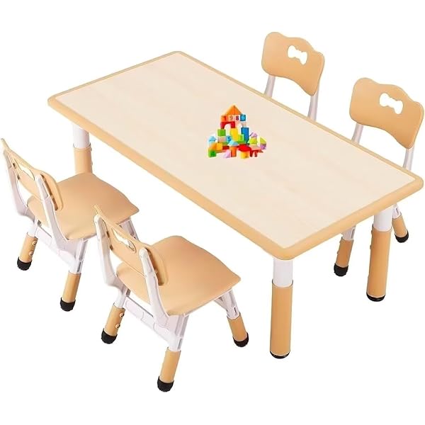 【送料無料】【最新昇級版】子供用テーブル 2〜8歳用 キッズテーブルと4チェアセット 高さ調節可能な ..