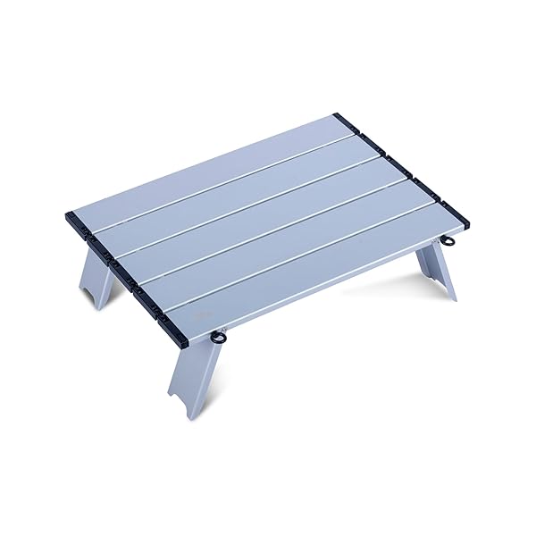 【送料無料】【（アィクライム）】キャンプ小型ローテーブル アルミロールテーブル ★ロール天板最新デザイン 耐久性強化 展開41X29X12.5cm(Sサイズ) 0.66kg超軽量 折りたたみ コンパクト 携帯便利 収納袋付き 耐熱 防水 防錆 耐腐食