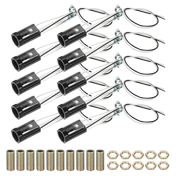 【送料無料】キャンドルブ ラベースランプホルダーライトソケット 10個セットULリストされたキーレスE12電球ソケット E12インカンデセントLED電球用 9.8"ワイヤーリード付き 3.5"高さ