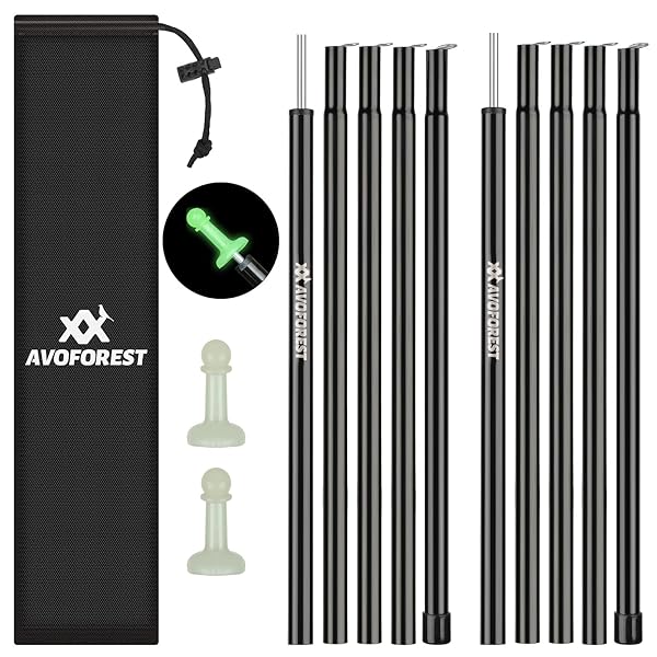 【送料無料】タープポール スチール製 テントポール 直径16MM 総長189CM 2本セット 5本連結 コンパクト収納 持ち運び便利 収納バッグ付き テント タープ アウトドア キャンプ用品