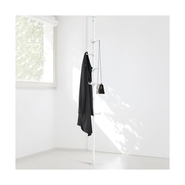 【送料無料】ポールハンガー 140-310cm調節可能かばんかけ スタンド フック12個付きカバン掛け 自立式コートハンガーコート、ジャケット、帽子、マフラーに適用 白