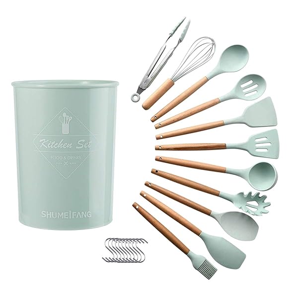 【送料無料】キッチンツールセット 11点 シリコン＆ステンレス製 泡だて器 フライ返し おたま スプーン..