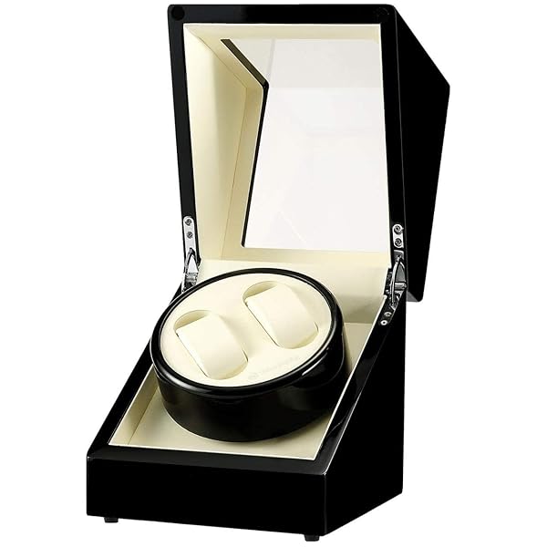 【送料無料】ワインディングマシーン（2本巻き） ウォッチワインダー 自動巻き時計ワインディングマシーン 日本製 マブチモーター 設計 腕時計自動巻き上げ機 男女の腕時計は全部使えます 2023年アップグレード (ピアノ鏡面仕上 ブラック-W113BW