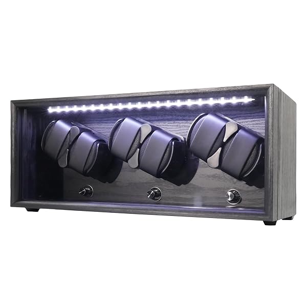 【送料無料】ワインディングマシーン 6本巻き 腕時計自動巻き上げ機 ウォッチワインダー 時計ケース 自動巻き 調整可能クッション LEDライト付 USB/AC電源 高級木製