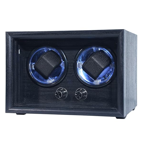 【送料無料】ワインディングマシーン 腕時計自動巻き上げ機 ウォッチワインダー 2本巻き 時計ケース 自動巻き 調整可能クッション LEDライト付 USB/AC電源 高級木製