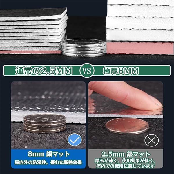【送料無料】8mm 銀マット 極厚 アルミフィルム ピングシート 両面アルミ 防水 防湿 断熱 （150/180/200/250/300cmx200cm） ピクニックシート キャンプマット レジャーシート 四季適用 防災 車中泊 寝袋マット 収納袋付 royal36719-10012561 ロイヤルアース2025 サンプル画像3