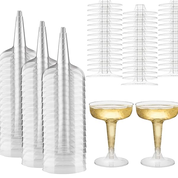 【送料無料】カクテルグラス 使い捨て 60個入り シャンパングラス シャンパンタワー 硬質プラスチック 赤ワイングラス パーティー ホリデー イベント用品（60pcs）