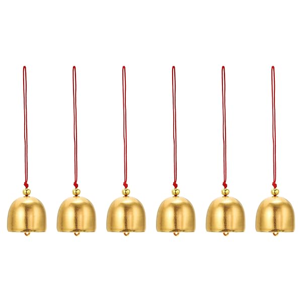 【送料無料】ウィンドチャイム 6個 吊り下げベル テンプルベル レトロ アウトドア 吊り下げ 金属製 中国風 ウィンドチャイム ラウンド 屋外 ガーデン キャンプ用 金色 レッド