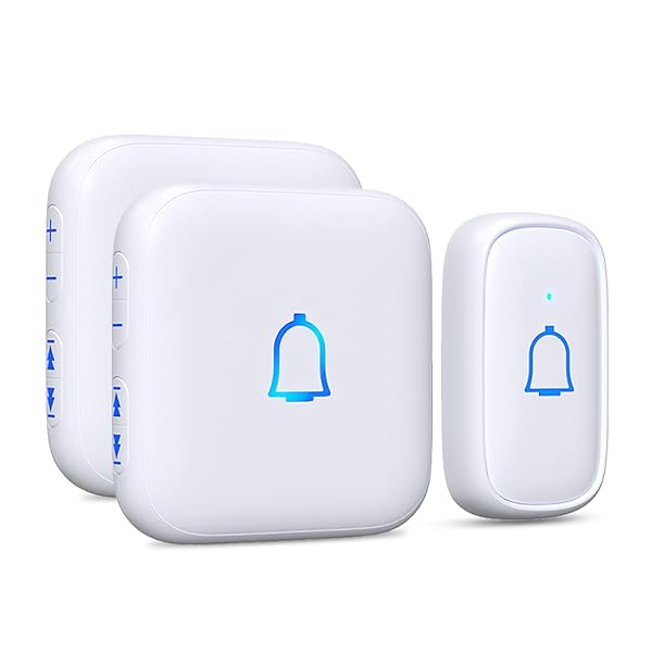 【送料無料】ワイヤレスチャイム IP66防水防塵 玄関チャイム 送信機電池式 受信機コンセント チャイム ワイヤレス ドアベル 呼び鈴 工事不要 300M無線範囲 音と光で呼び出し 簡易チャイム 大音量 メモリ機能 60種以上チャイム音 LED提示