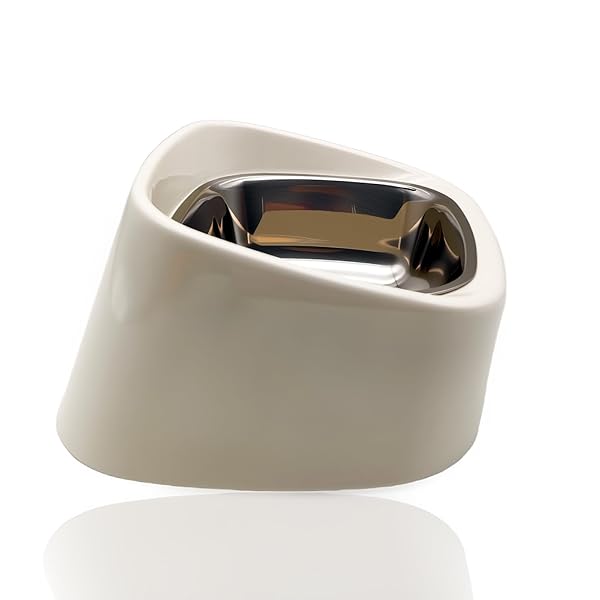 【送料無料】ペットボウル 犬・猫用ペット食器 ステンレス製インナーボウル 15度の傾斜面 滑り止め底面..