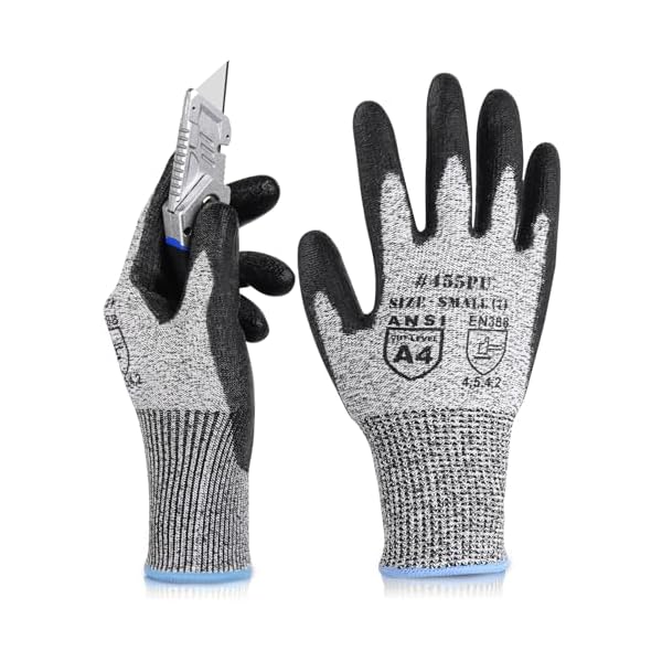 【送料無料】軍手 耐切創手袋 防刃 防刃手袋 作業用 手袋 滑り止め 切れない 防災 PUコーティング レベル5の耐切断性 (1, S)