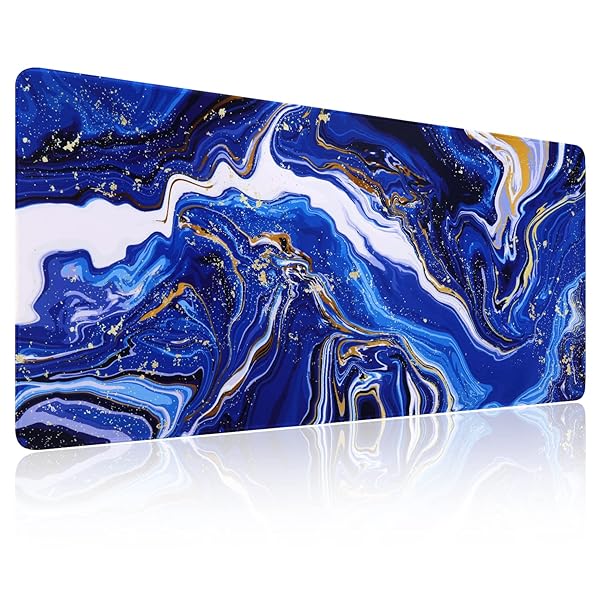 【送料無料】マウスパッド ゲーミング 大型 防水 デスクマット 耐久性良い 900x400x3mm 滑り止め 洗える 流体柄 仕事 ゲーム オフィス ホーム用（ブルー）