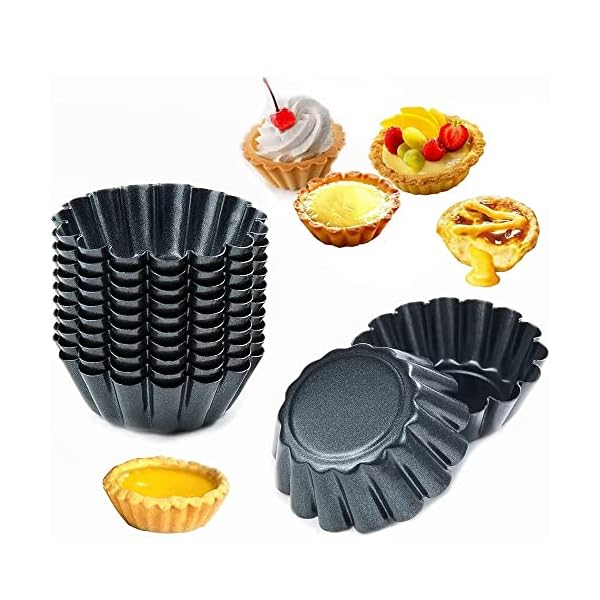 【送料無料】ミニ エッグタルト型 炭素鋼 繰り返し使え ミニパイ型 裏地付き型 お菓子用 円形 DI ...