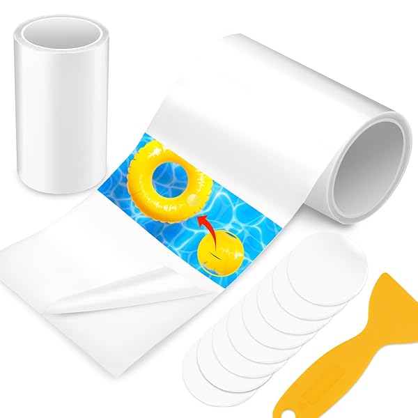 【送料無料】2巻防水強力補修テープ 水漏れ ビニールプール補修テープセット テント 2巻テープ（8cm×2m）+8枚丸いテープ（8cm）+ヘラ 透明TPU素材 超強力 高弾性 日光と熱に強い 自由にカット可能 多用途 破洞 穴修理シームテープ 傘/テ