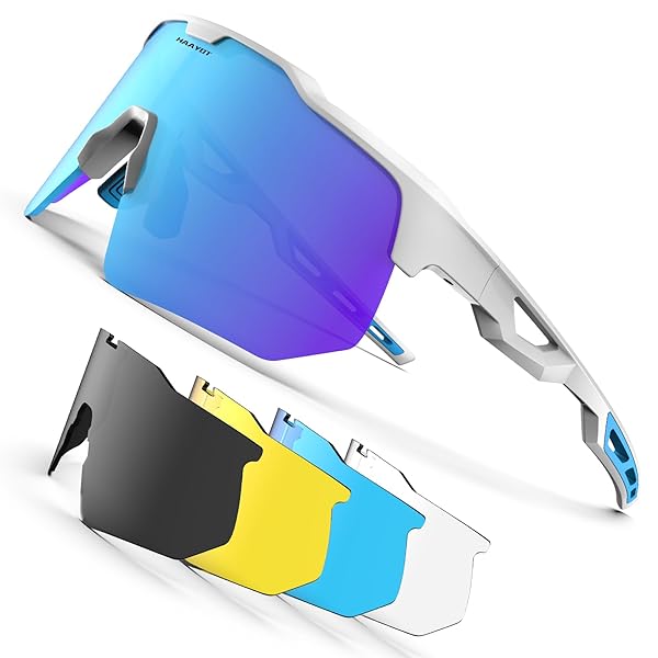 【送料無料】偏光サイクリンググラス メンズ レディース ロードバイク スポーツサングラス 5枚レンズ T..