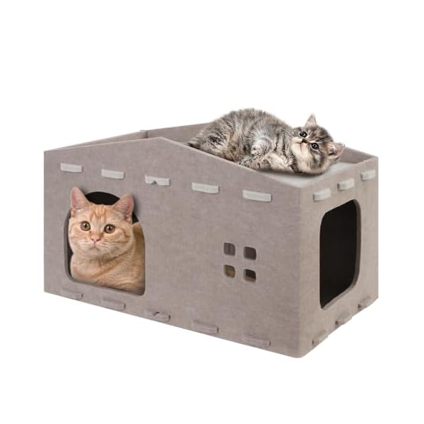 【送料無料】猫ハウス キャットハウス 夏対策 通気性 熱中症予防 爪とぎ適用 多頭飼い パズル組立 お手入れ便利(ベージュ)