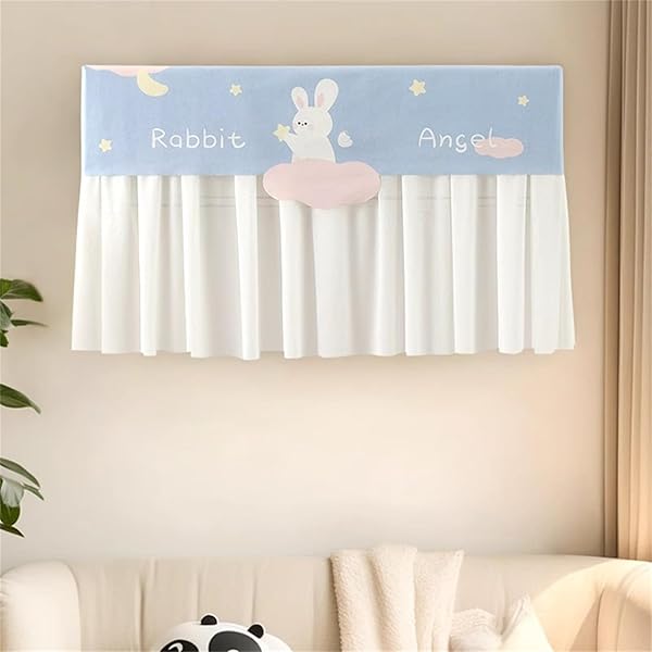 【送料無料】エアコン風よけカバー エアコン室内機カバー 風よけ 防塵・風よけデュアル機能 洗濯機対応 取り付け簡単 エアコン風よけ 【底部長尺フラップ設計・強化風よけ機能】で妊婦・産後の方も安心(雲のウサギ, 【1.5-2馬力】）