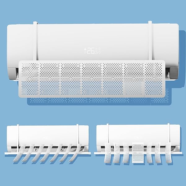 【送料無料】エアコン 風除け エアコン風よけカバー 上下左右風向調整板 風向き縦横180°調整 7枚ルーバー設計 風量調節可能 壁掛け式 80cm 直撃風防止 室内機用 風向きパネル 吹き出し口カバー クーラーの風除け 取付簡単 冷暖房通用 結露防止