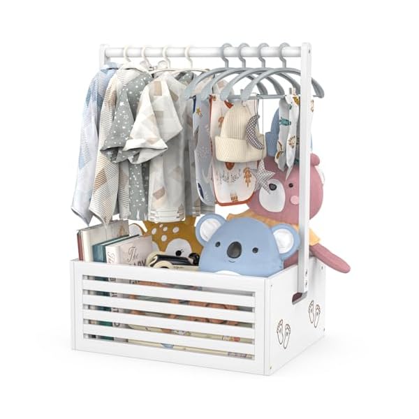 【送料無料】ベビー ハンガーラック ミニ フットパターン 収納ボックス 調節可能ハンガー 収納ボックス..