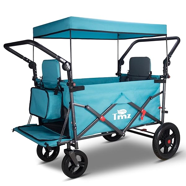 【送料無料】キャリーカート アウトドアワゴン、折りたたみ式、シートとシートベルト付き多機能カート..