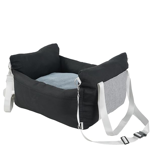 【送料無料】犬 車 シート ペット ドライブボックス 後部座席＆助手席対応 中型犬 猫対応 車内での飛び出し防止 天然コットンクッション 洗濯機対応 ブラック
