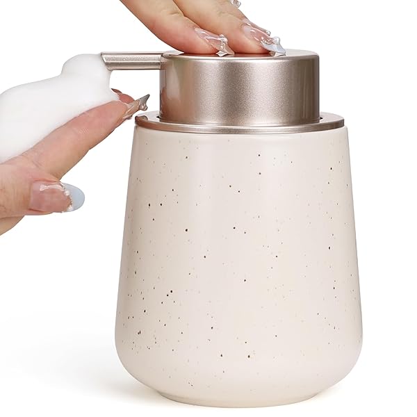 【送料無料】ソープディスペンサー 泡 陶器 詰め替え 泡ハンドソープ ディスペンサー 320ml 広口 小型 手動 押しタイプ 台所 キッチン 洗面所 トイレ お風呂場などに適用