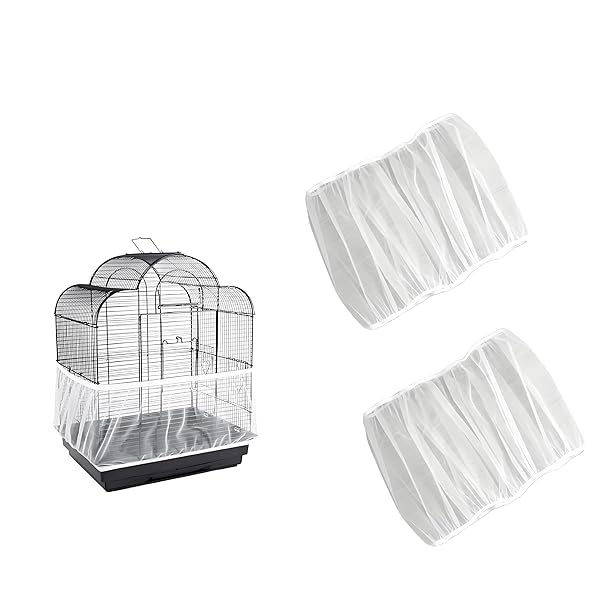 【送料無料】鳥かご 餌飛び散り防止 鳥かご 餌飛び散り防止カバー グリル 白 通気性 高弾性 防塵 鳥 洗濯可能 グリッド 2セットご用意しております (2)