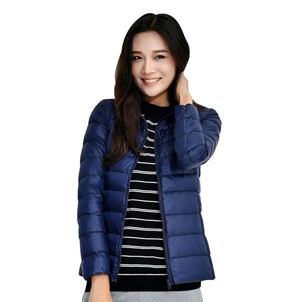 【送料無料】ウルトラライト ダウンジャケット レディース 軽量 ダウンコート アウター 暖かい 撥水 防寒 防風 収納袋付き 秋冬 YU45 (JP, アルファベット, M, ネイビー)