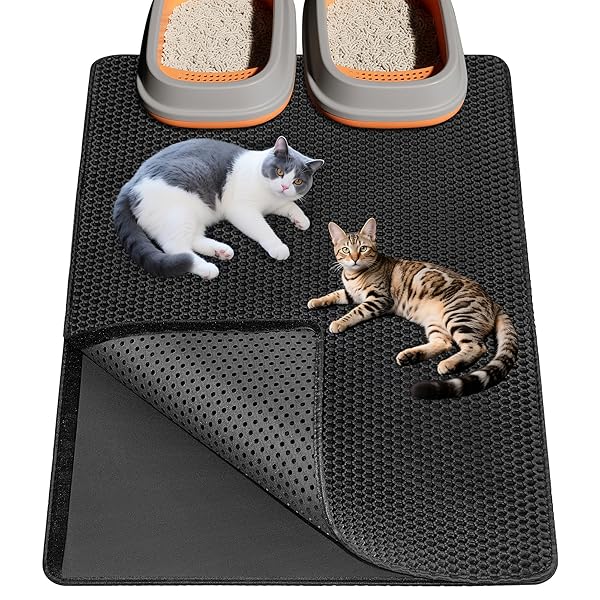 【送料無料】特大猫砂マット 90×60cm 猫トイレマット ダブルサイドベルクロ 4面開口デザイン 猫砂取り..