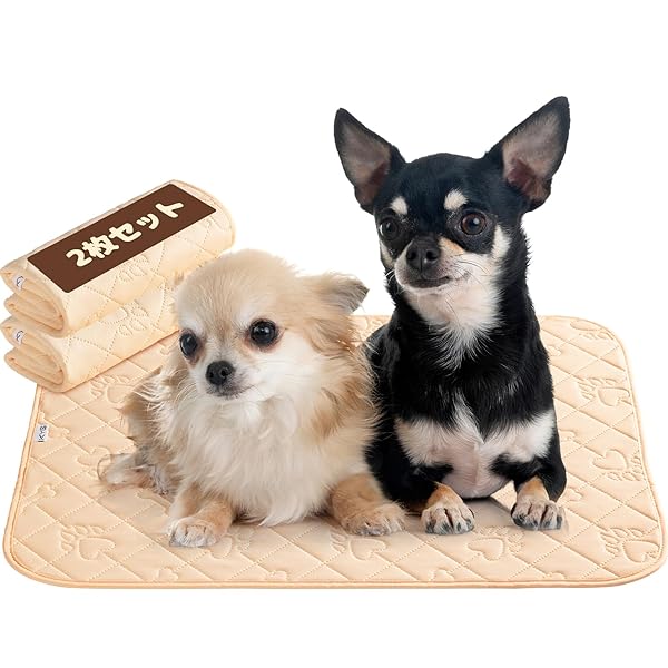 【送料無料】洗えるペットシーツ おしっこマット トイレ下敷きマット ペットマット 丸ごと洗える 滑り止め底 繰り返し使える 猫 犬用 (ベージュ, 67x50cm 2枚)