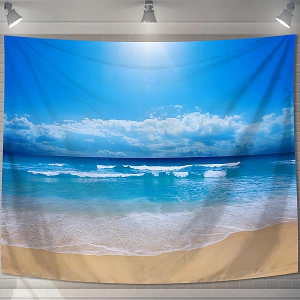 【送料無料】タペストリー 壁掛け 壁飾り 青海 白雲 青空 自然景色 オシャレ 背景 多機能 布ポスター ..