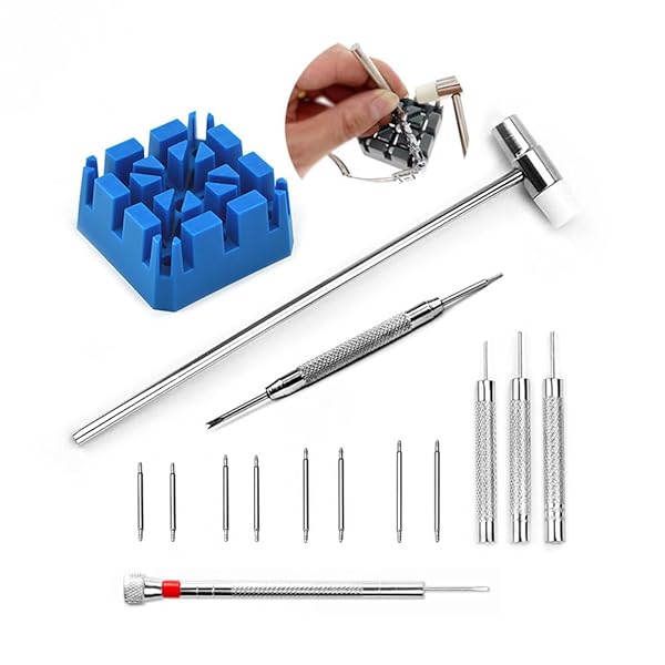 【送料無料】腕時計 工具 プロ仕様 15点セット【8本ピン抜き工具付属】多機能修理キット 時計バンド調整/電池交換対応 プラモデル精密修理用
