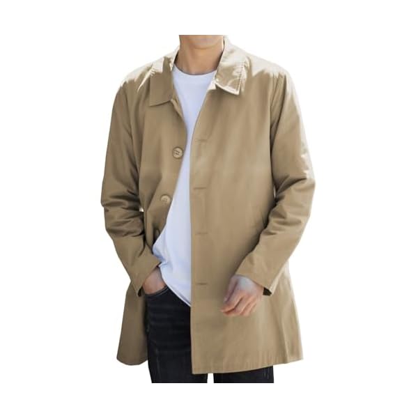 【送料無料】[ビカルド] トレンチコート メンズ ジャケット ビジネスコート スプリングコート 秋 春 おしゃれ ステンカラー ドロップショルダー 防風 無地 大きいサイズ 折り襟 スタンドカラー