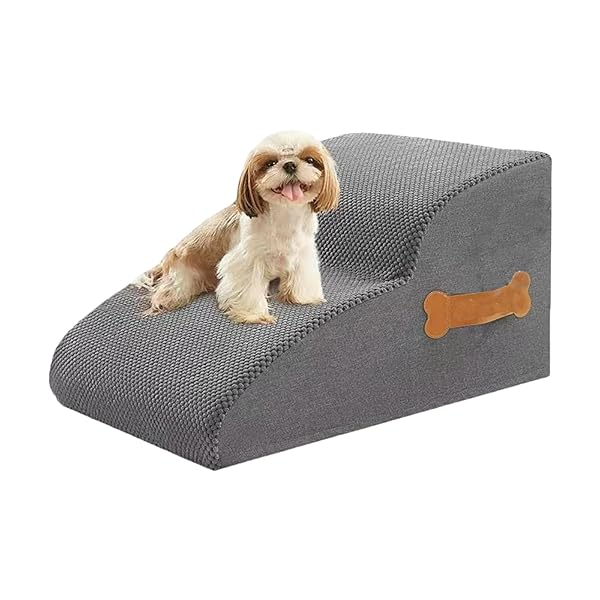 【送料無料】犬 階段 ステップ ドッグステップ ペット階段 ペットステップ ステップ ドッグ 高密度 滑り止め付き 安定性 カバー取り外し可能 洗 手提げ付き える 小型犬適用 (2 階段,大きい,グレー)