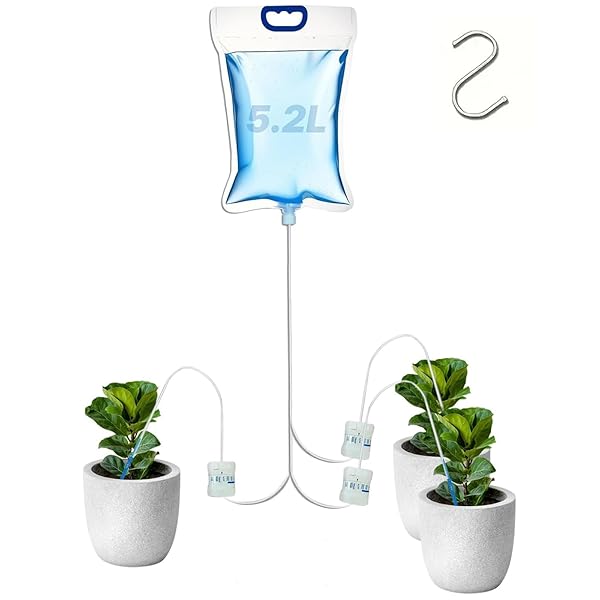 【送料無料】自動水やり機 水やり当番 自動給水器 植物 長期留守水やり 水量調節可能 水やり楽だぞう 5.2L大容量 盆栽 植木鉢 園芸 点滴灌漑水やり 吊り下げ式 (3つの水出口)