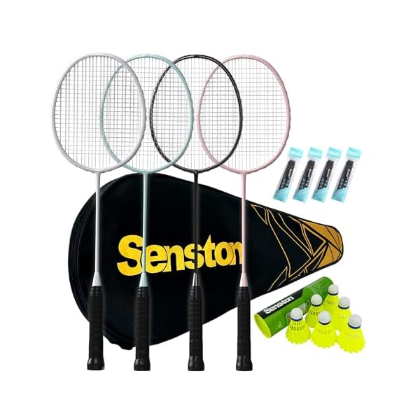 【送料無料】バドミントンラケット4個、バドミントンバッグ1個、ナイロンバドミントン6個、家族や友人に向けて適した
