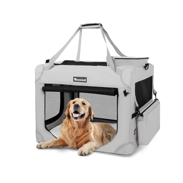 【送料無料】ソフトクレート 大型犬 大空間な犬用クレート 折りたたみペットケージ 4面メッシュ 折りたたみ簡単 省スペース 頑丈耐久 洗濯可能 ロック付き クレート大型犬 25kgまで『室内休憩、急な来客時、アウトドア、病院、キャンプに大活躍！』 (