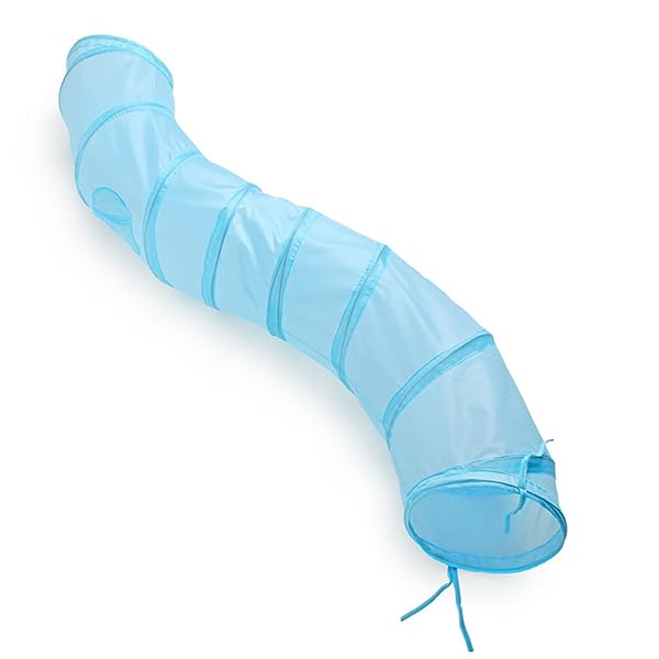 【送料無料】トンネルペット用の おもちゃ トンネル ペット玩具, 猫トンネル ペット用品おもちゃ キャットトンネル 折りたたみ式3つのトンネル 子犬 うさぎ フェレットなど噛むおもちゃ ボールに付き (ブルー)