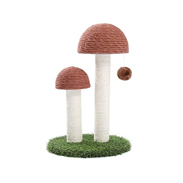 【送料無料】猫 爪研ぎ キノコ タマゴタケ 縦型 据え置き しめじ 全面麻紐 爪研ぎポール 省スペース コ..