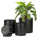 【送料無料】植木鉢 プラスチック プランター 4点セット 受け皿付き 10/12.5/15/17.5cm 沢山の排水穴 円形 現代風 フラワーポット 室外室内 ...