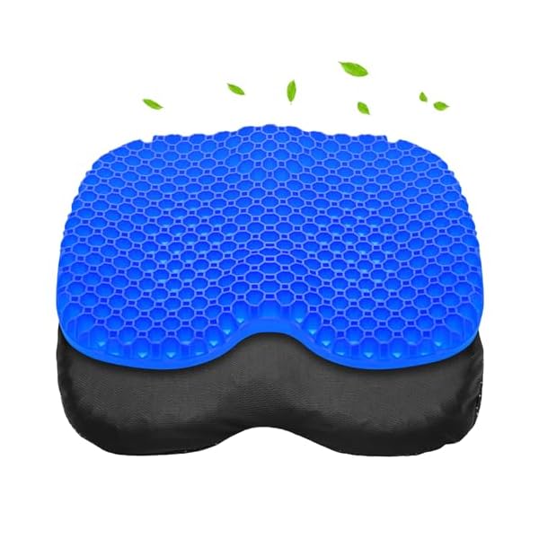 【送料無料】ゲルクッション厚手 ジェルクッション 無重力 椅子クッション コンパクトハニカムゲルクッション 座面クッション クッション 座布団 カバー付き 高通気性 四季通用 人間工学 在オフィス 自宅 車椅子 車用 体圧分散 (ブルー - 標準モデ