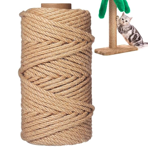 【送料無料】6mm 50M 麻ロープ 麻縄 キャットタワー用 剣麻 サイザル麻 爪とぎ交換用 爪研ぎ つめとぎ 交換用麻紐麻ロープ 手芸用 猫の塔を修復 キャッ...