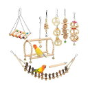 【送料無料】インコ おもちゃ 8点セット 木製 鳥のおもちゃ 吊り下げ 噛む玩具 ブランコ はしご 止まり木 オウム セキセイインコ オカメインコ バードトイ ...