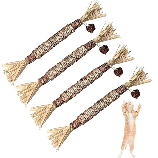 【送料無料】猫 噛むおもちゃ 歯磨き 4本入り またたびの木 猫用品 またたび 歯ぎしり棒 噛むスティック 天然木 歯石ケア 口臭ケア ストレス解消 無毒 運動不足解消