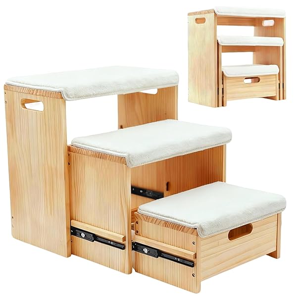 【送料無料】木製 ペット階段 ペットステップ 犬階段 ドッグステップ 小型犬 中型犬 押し入れ収納 猫用..